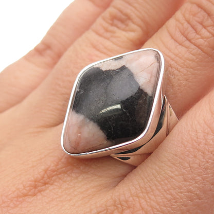 Jay King Desert Rose Sterling Silver Vintage Real Pink Black Jasper Ring Size 10