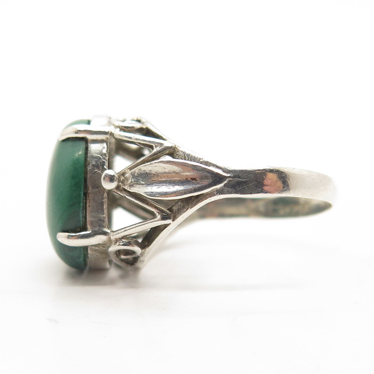 925 Sterling Silver Vintage Real Malachite Ring Size 7.25