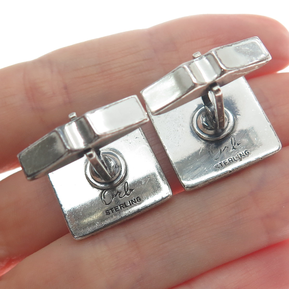 ORB Otto R Bade 925 Sterling Silver Vintage Chinese Character Oxidized Cufflinks