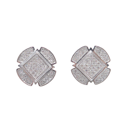 925 Sterling Silver Round-Cut C Z Sparkle Cross Stud Earrings
