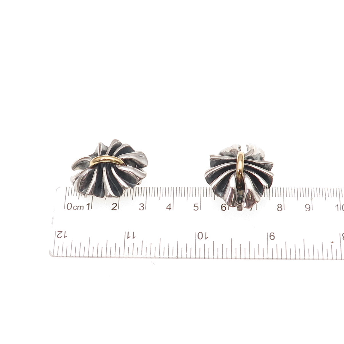 Georg Jensen 925S Sterling 2-Tone Vintage Denmark Modernist Clip On Earrings 400