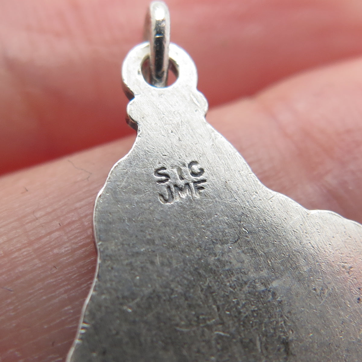 J.M. FISHER 925 Sterling Silver Vintage Virginia State Minimalist Charm Pendant