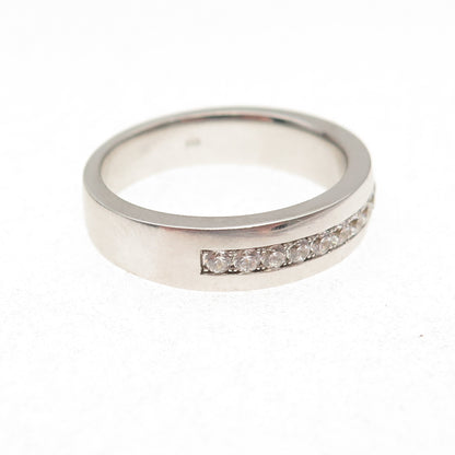 925 Sterling Silver Round-Cut C Z Half Eternity Band Ring Size 9.75