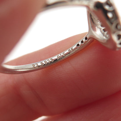 Pandora 925 Sterling Silver Round-Cut C Z Hearts of Pandora Halo Ring Size 7.5