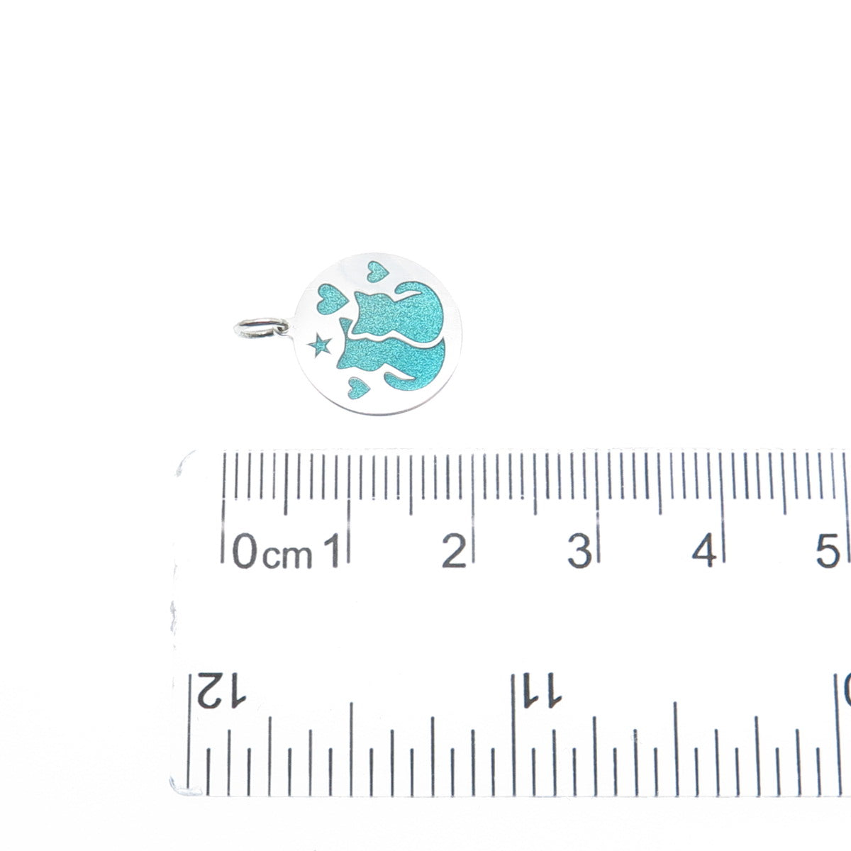 925 Sterling Silver Enamel Couple of Cats Love Round Minimalist Charm Pendant