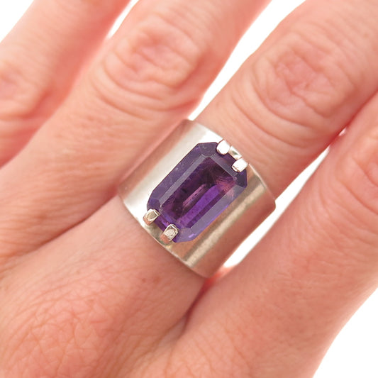 Guayasamin & Taller 925 Sterling Silver Vintage Real Amethyst Ring Size 6.5