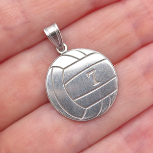 925 Sterling Silver Vintage Volleyball Number 7 Bridget Charm Pendant