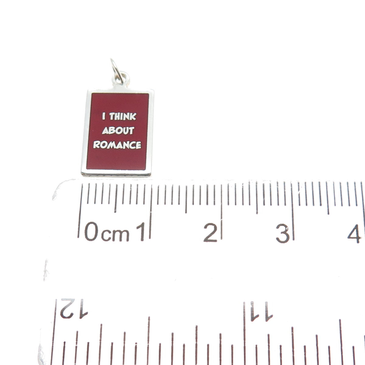 925 Sterling Silver Red Enamel I Think About Romance Minimalist Charm Pendant