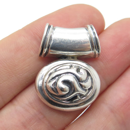 ZINA 925 Sterling Silver Vintage Signature Scroll Oxidized Slide Pendant