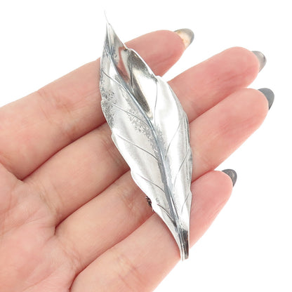 VIGGO WOLLNY JAMMIK 925S Sterling Silver Vintage Denmark Leaf Modernist Brooch