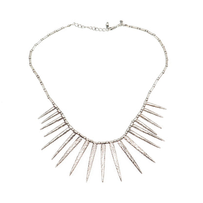 925 Sterling Silver Vintage Modernist Hammered Statement Chain Necklace 16-18"