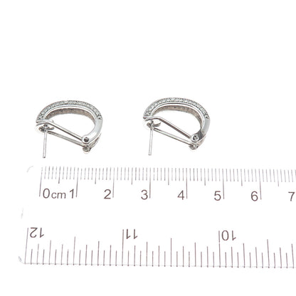 CHUCK CLEMENCY 925 Sterling Silver Real Green Diamond Omega Back Earrings