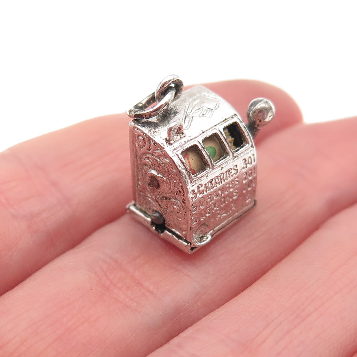 925 Sterling Silver Antique Art Deco Casino Slot Machine 3D Mini Charm Pendant