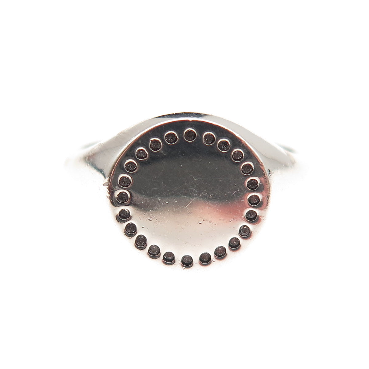 Pandora 925 Sterling Silver Round-Cut C Z Circle of Life Signet Ring Size 6