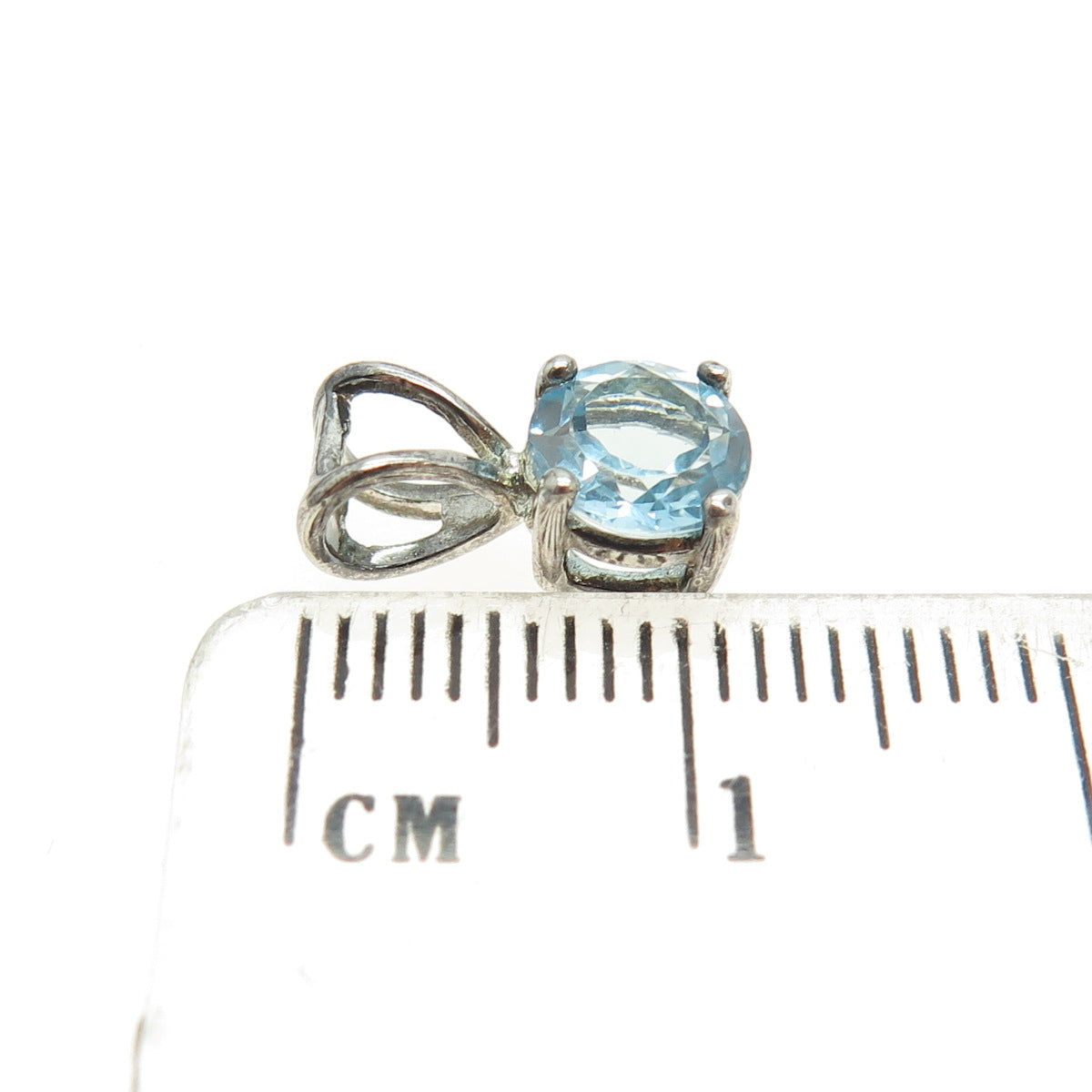 ROSS SIMONS 925 Sterling Silver Vintage Real Blue Topaz Minimalist Pendant