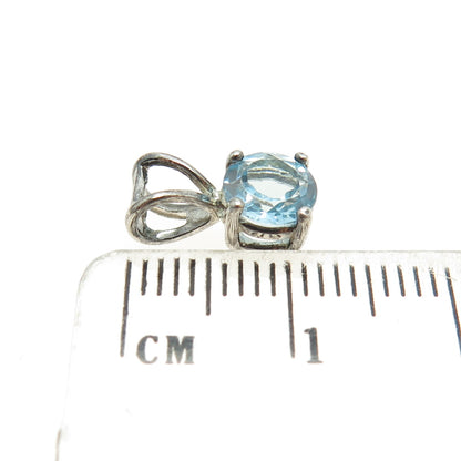 ROSS SIMONS 925 Sterling Silver Vintage Real Blue Topaz Minimalist Pendant