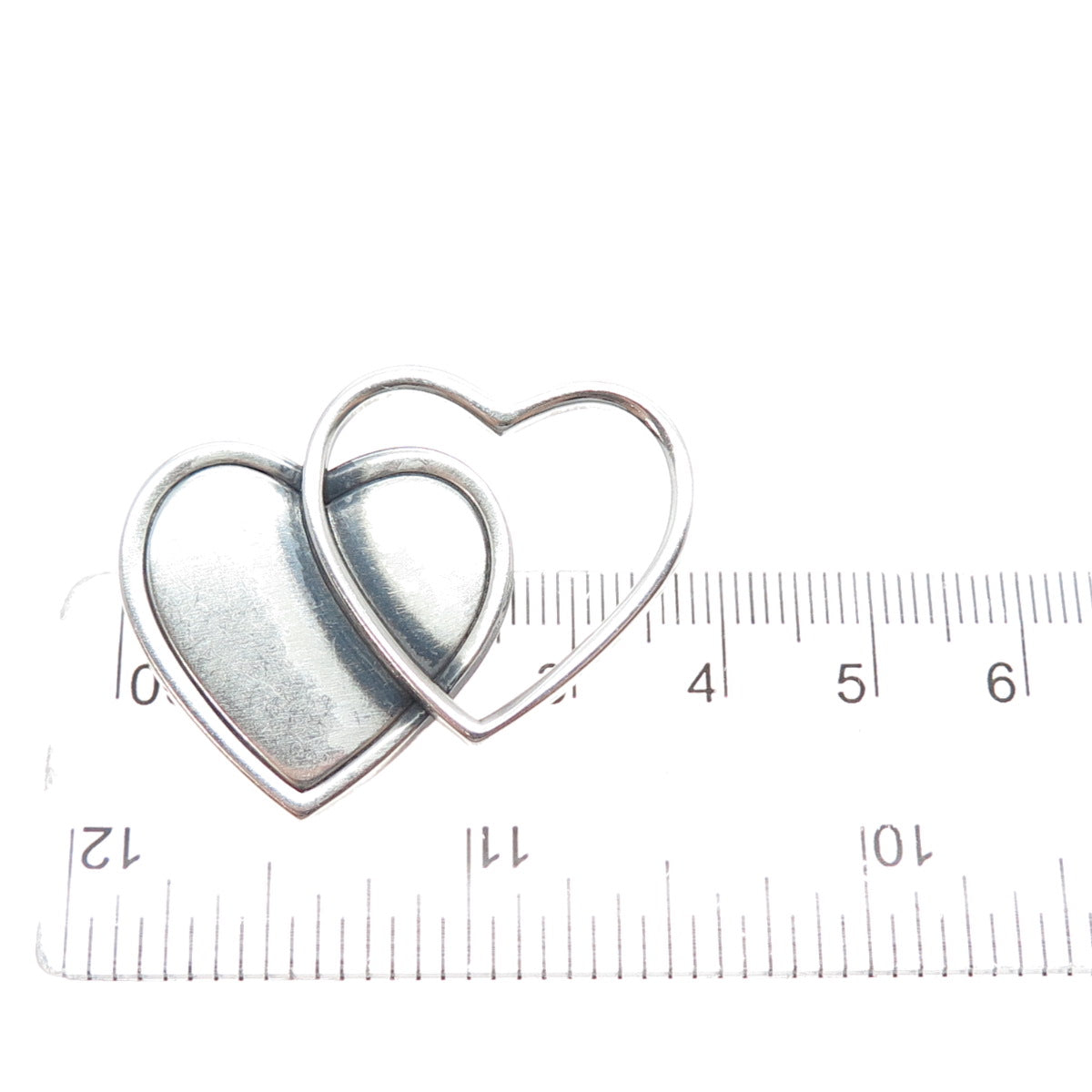 ORB Otto R. Bade 925 Sterling Silver Vintage Double Heart Oxidized Pin Brooch