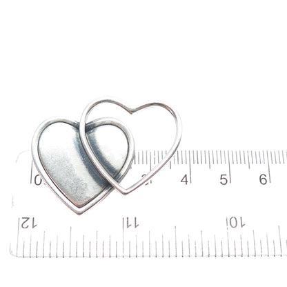ORB Otto R. Bade 925 Sterling Silver Vintage Double Heart Oxidized Pin Brooch