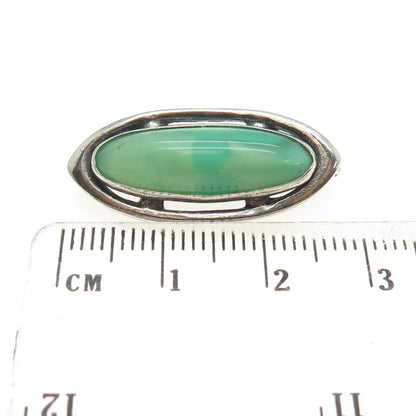 925 Sterling Silver Antique Green Glass Oxidized Pin Brooch