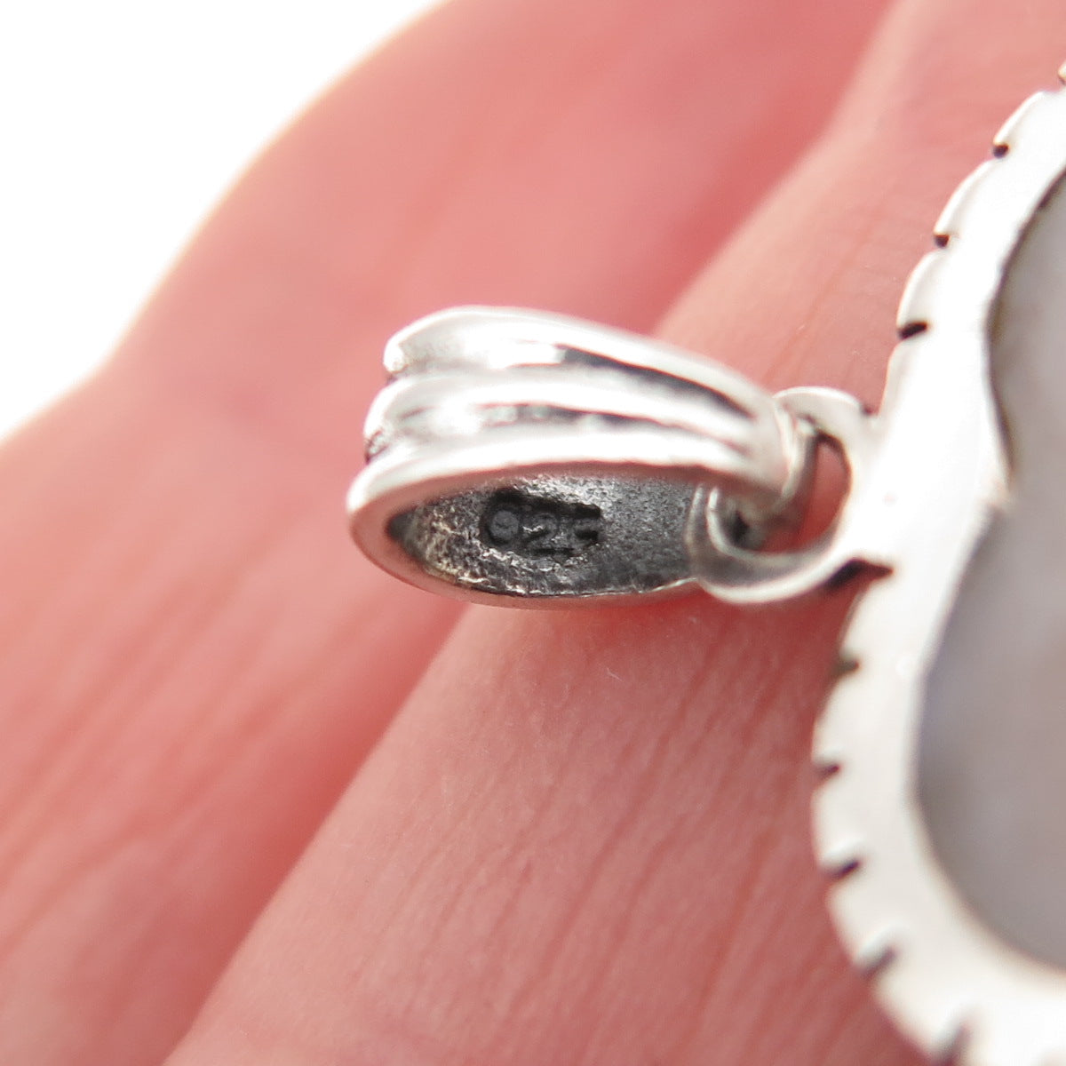 Charles Winston 925 Sterling Silver Vintage Real MOP Swirl Heart Charm Pendant