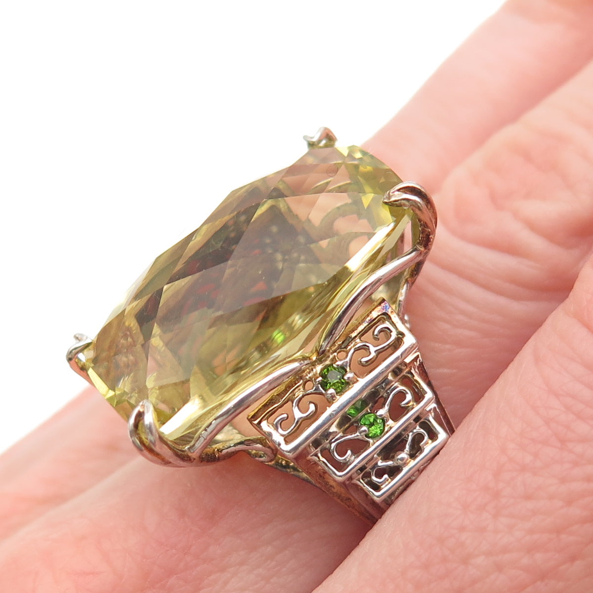 MICHAEL VALITUTTI Gems En Vogue 925 Sterling Lemon Quartz Peridot Ring Size 6.5