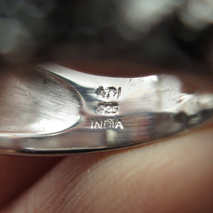 925 Sterling Silver Real Emerald-Cut Citrine Swirl Ring Size 6