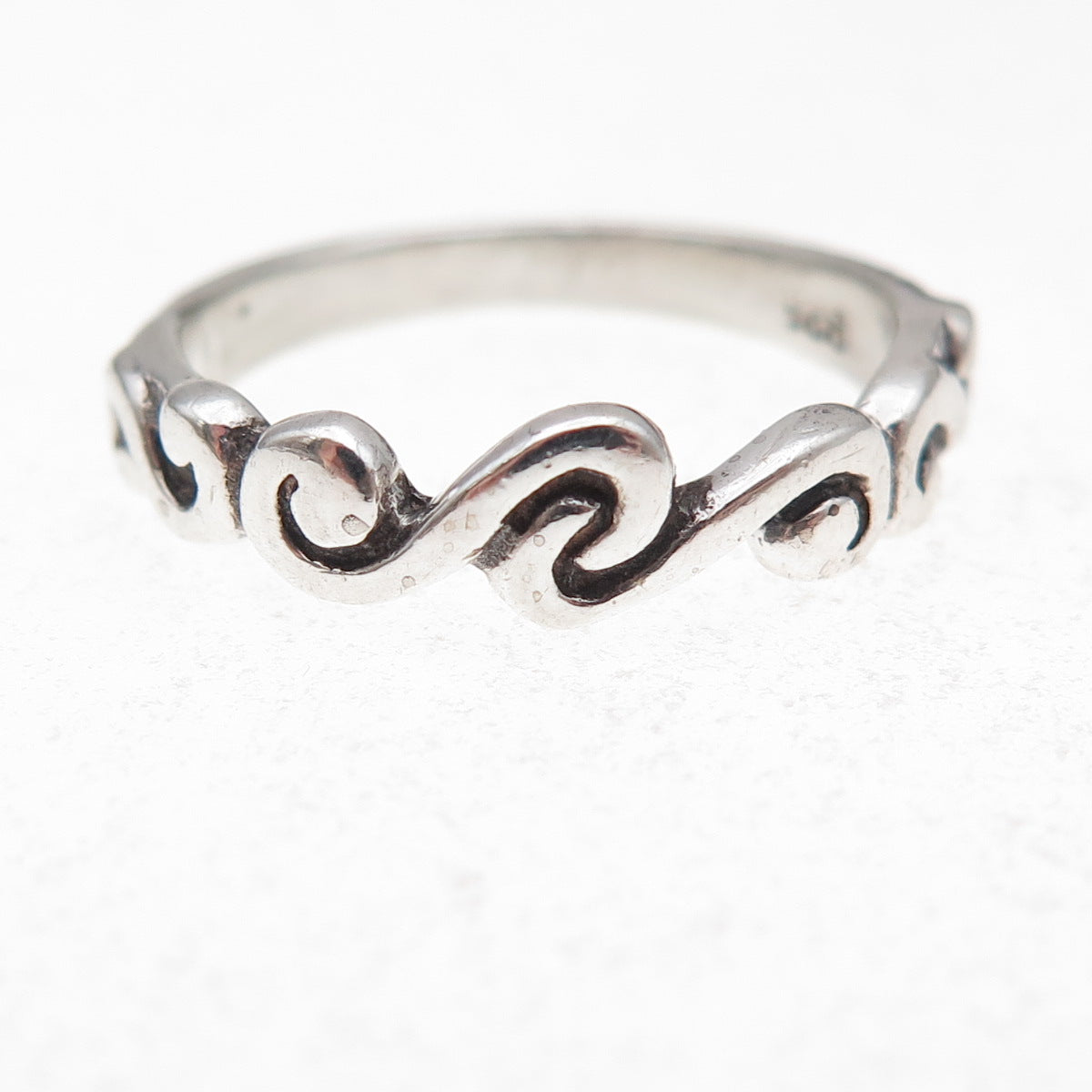 925 Sterling Silver Vintage Spiral Oxidized Ring Size 8