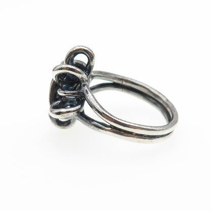 925 Sterling Silver Vintage Modernist Knot Oxidized Ring Size 12.25