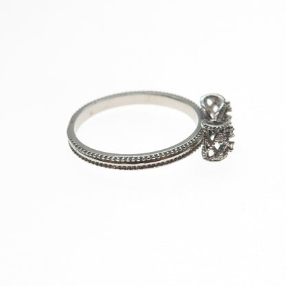 925 Sterling Silver Round-Cut C Z Bow Oxidized Ring Size 9.25
