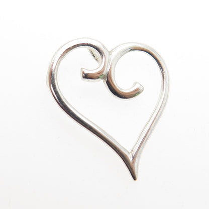 925 Sterling Silver Vintage Swirl Heart Pendant