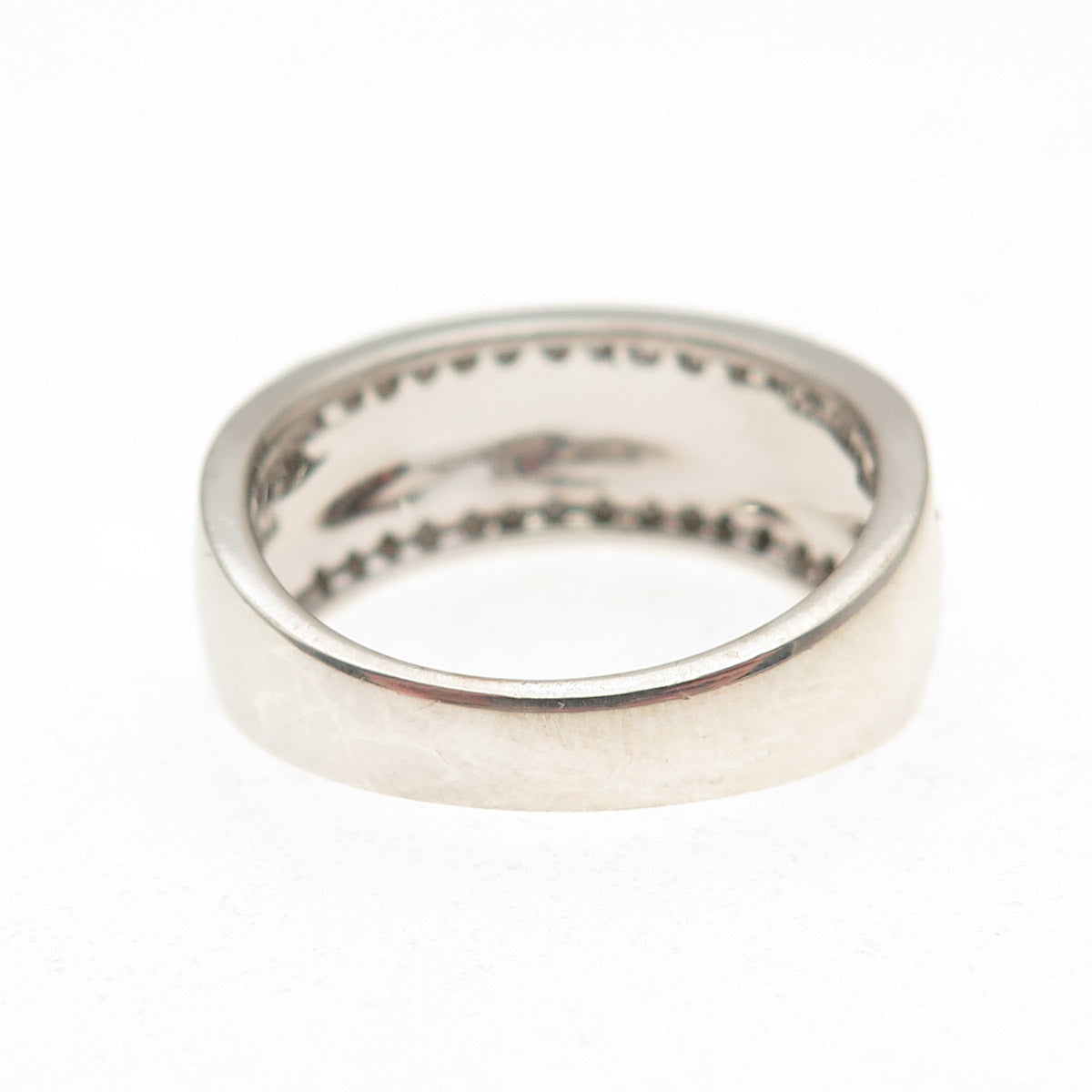 KN Kajal Naina 925 Sterling Silver Real Round-Cut Diamond Ring Size 7.25