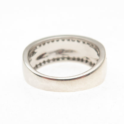 KN Kajal Naina 925 Sterling Silver Real Round-Cut Diamond Ring Size 7.25