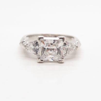 925 Sterling Silver Ross Simons Princess-Cut C Z Ring Size 6.25
