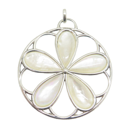 TIFFANY & CO. 925 Sterling Silver Vintage Italy MOP Floral Pendant