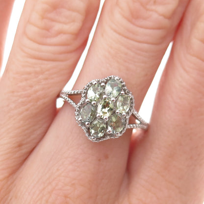 Chuck Clemency 925 Sterling Silver Real Oval-Cut Green Amethyst Ring Size 8