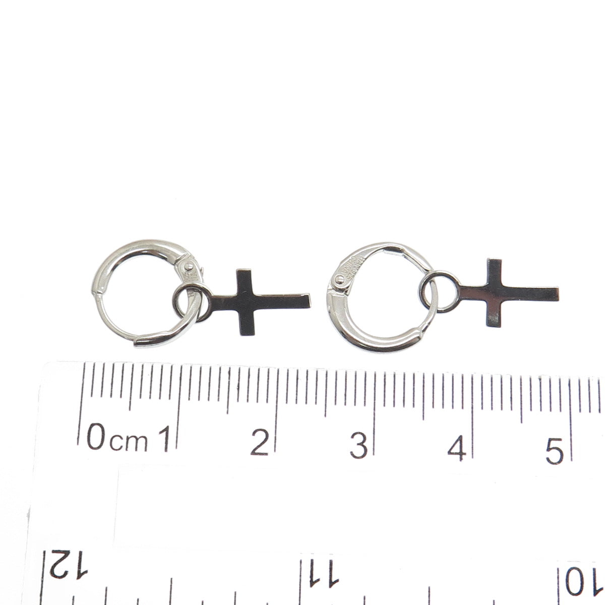 HAN 925 Sterling Silver Cross Charm Hoop Earrings