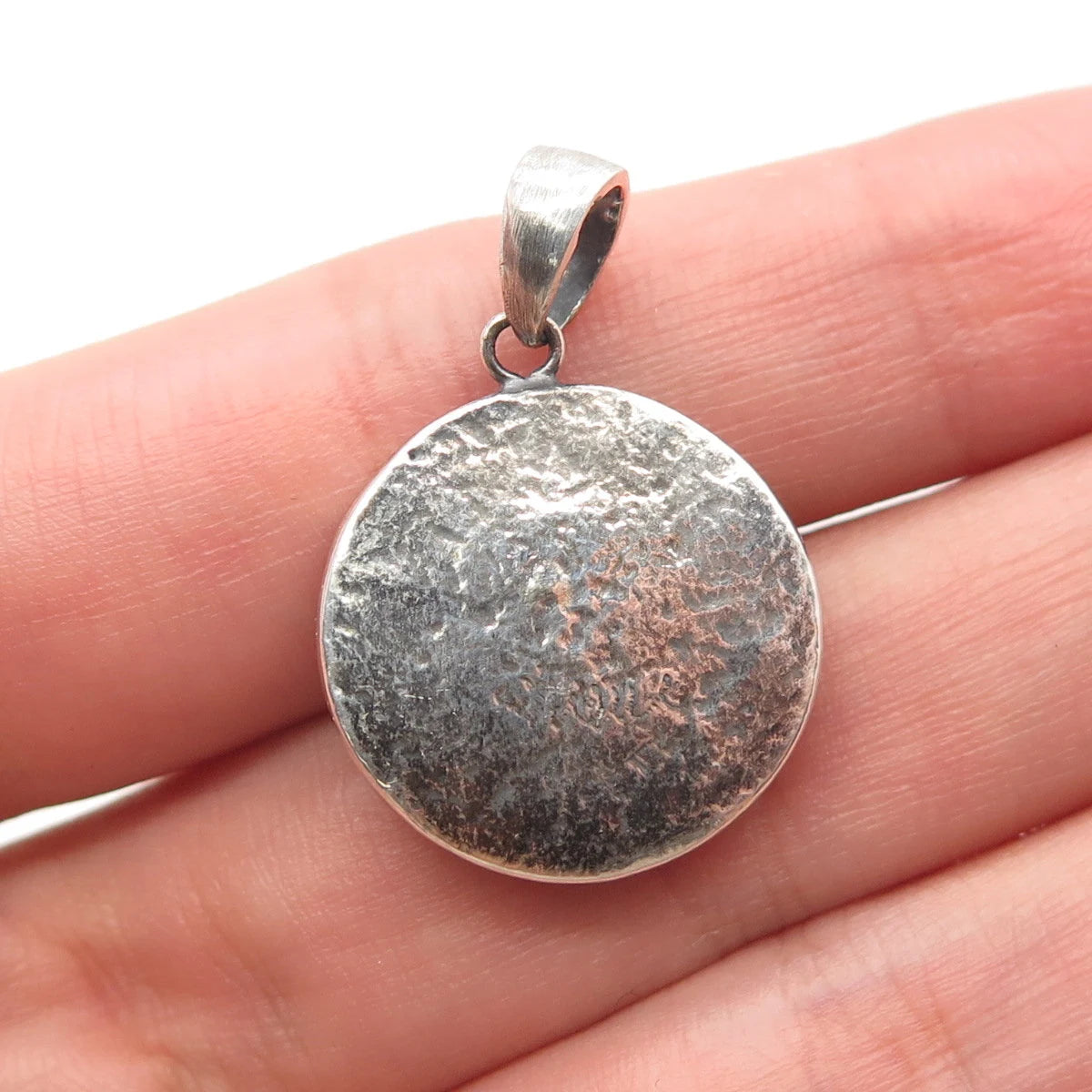 925 Sterling Silver Vintage Real Pearl Round Pendant