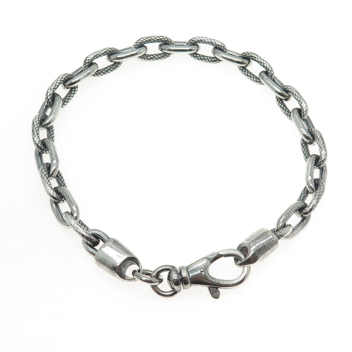 925 Sterling Silver Vintage Oxidized Cable Link Bracelet 9"
