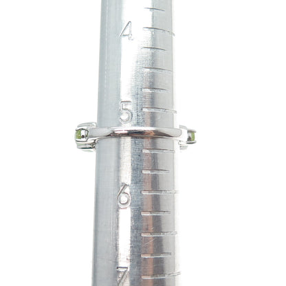 925 Sterling Silver Real Cabochon Jade & Round-Cut Peridot Ring Size 5.25