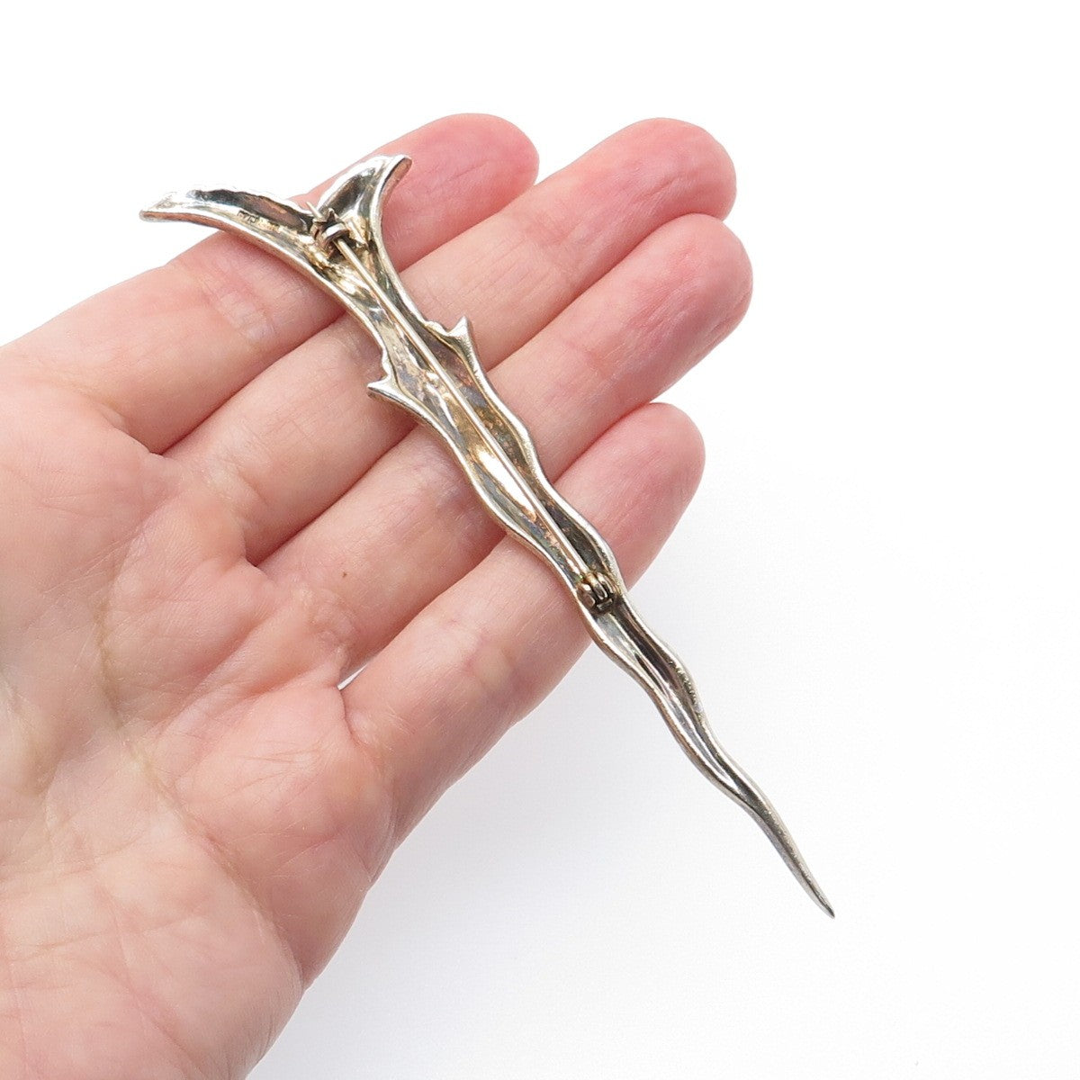 925 Sterling Gold Plated Vintage Rhinestone Sword Pin Brooch (missing 5 stones)