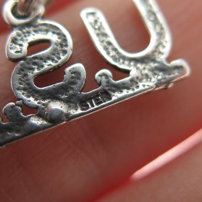 925 Sterling Silver Vintage USA Oxidized Minimalist Charm Pendant