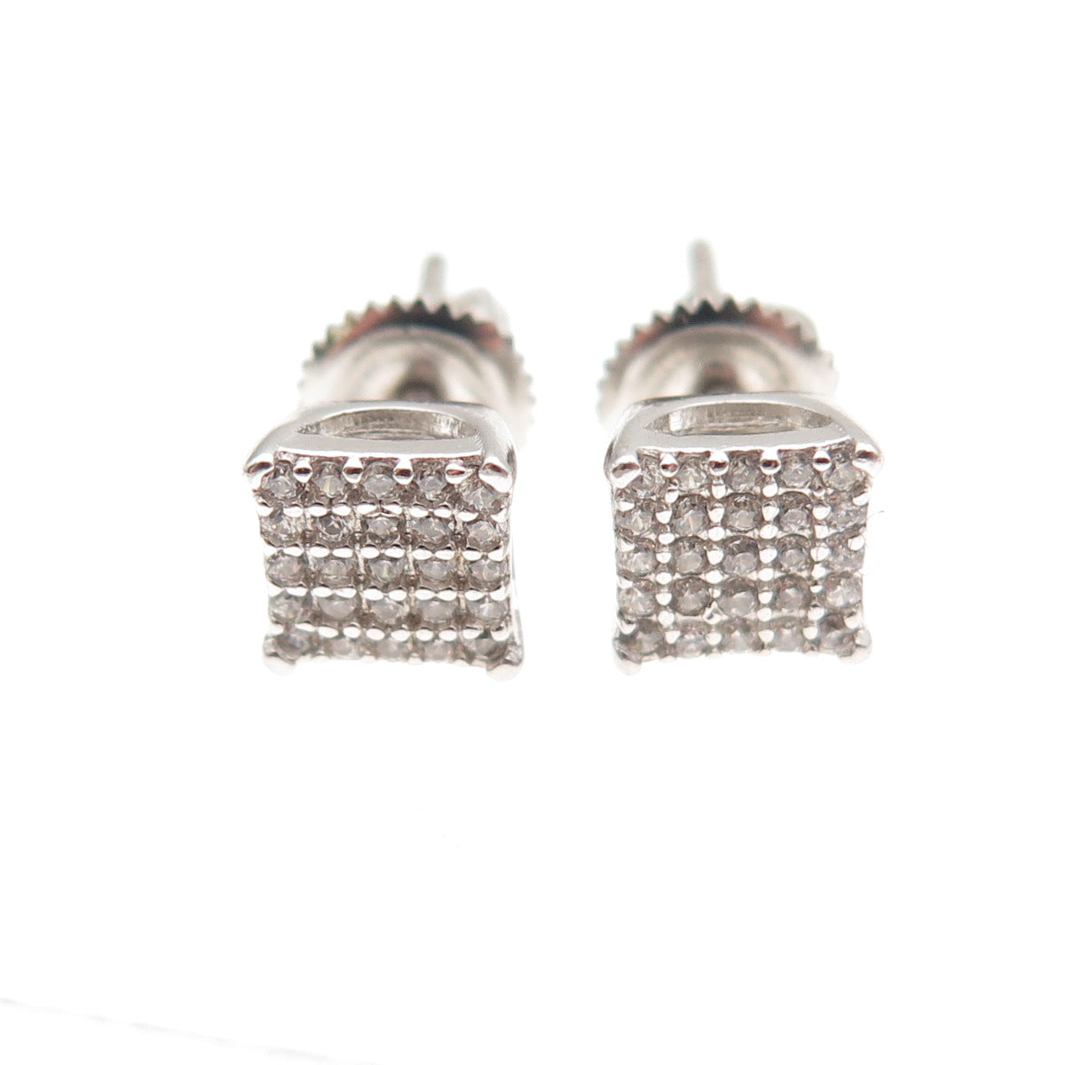 925 Sterling Silver Round-Cut C Z Stud Earrings