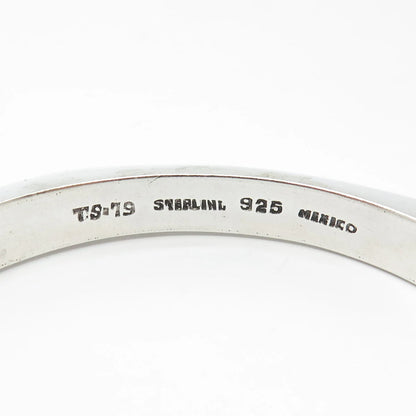 925 Sterling Silver Vintage Mexico Modernist Bangle Bracelet 8"