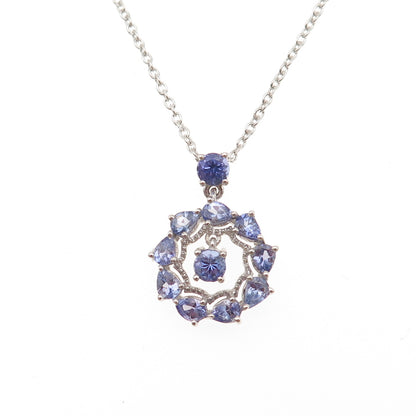 Chuck Clemency 925 Sterling Silver Real Tanzanite Cable Chain Necklace 18"