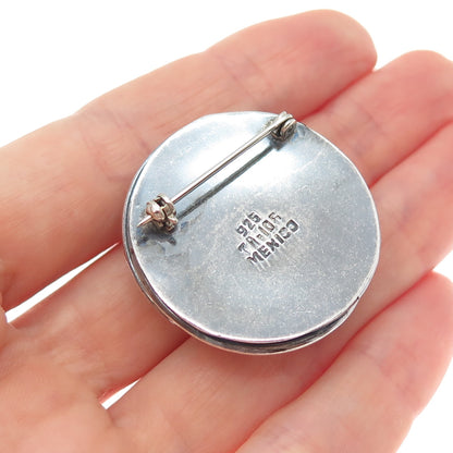 925 Sterling Silver 2-Tone Vintage Mexico Trinity Dome Oxidized Pin Brooch