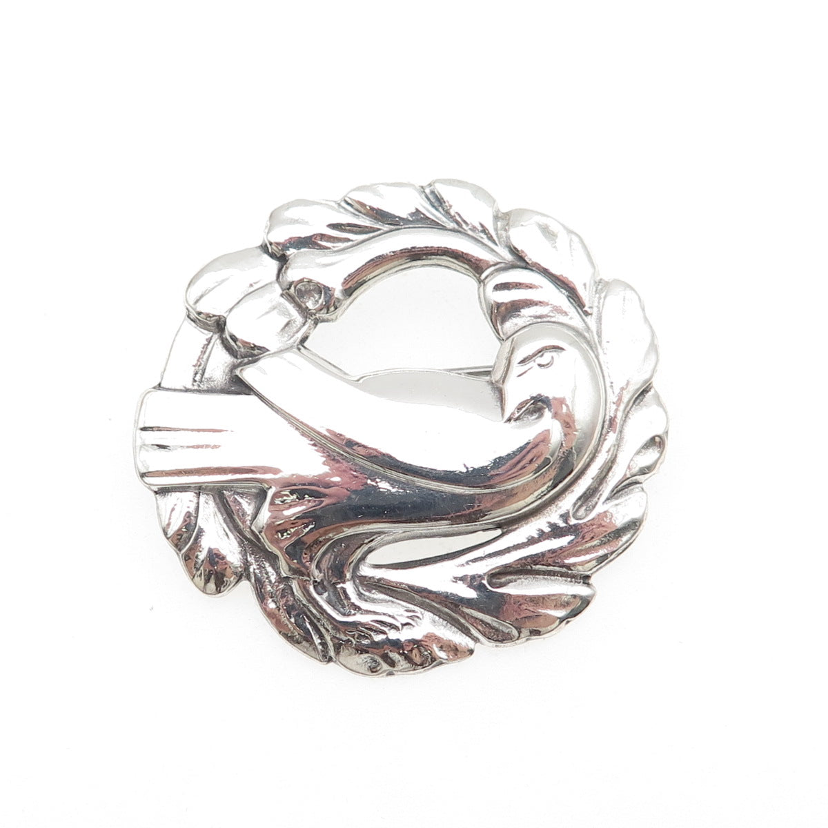 Norseland by CORO 925 Sterling Silver Antique Art Deco Dove Oxidized Pin Brooch