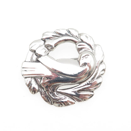 Norseland by CORO 925 Sterling Silver Antique Art Deco Dove Oxidized Pin Brooch