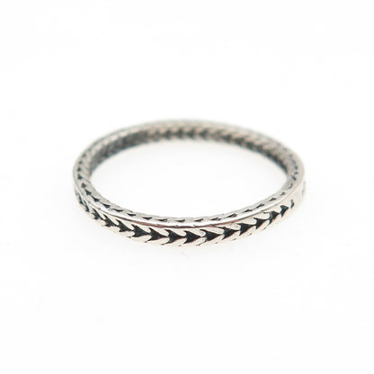 925 Sterling Silver Vintage Spiga Link Stackable Oxidized Band Ring Size 7