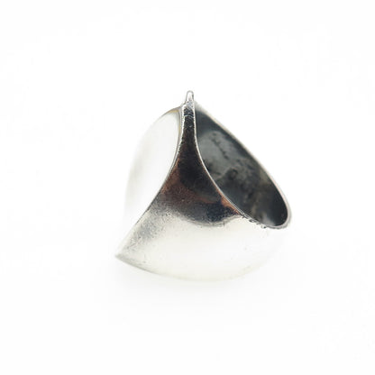 925 Sterling Silver Vintage Mexico Modernist Petal Oxidized Ring Size 6