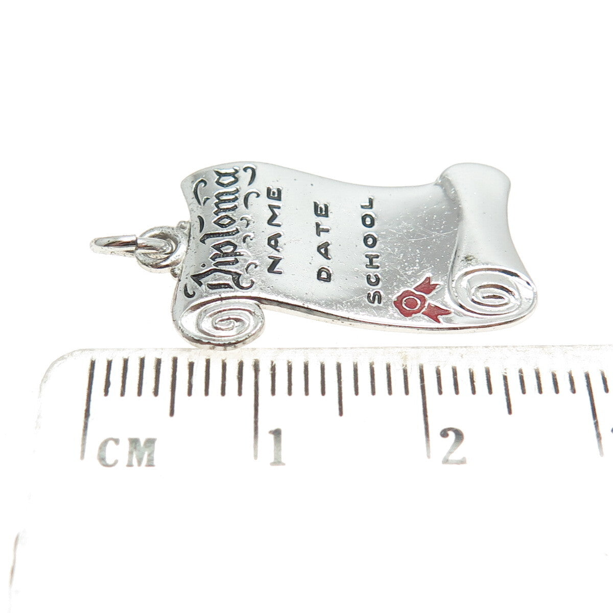 925 Sterling Silver Vintage Enamel Diploma Graduation Charm Pendant